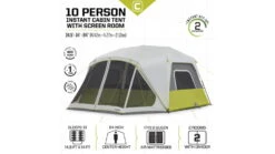 Core Equipment 10 Person Instant Cabin Tent W/Screen Room 15 Core Equipment 10 Person Instant Cabin Tent W/Screen Room -Alps Mountaineering Shop opplanet core equipment 10 person instant cabin tent w screen room green grey 40036 av 1